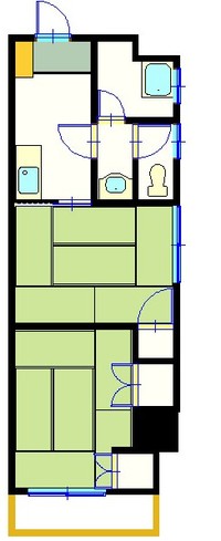 【賃貸】　荒田2丁目　東南角部屋　2Ｋ