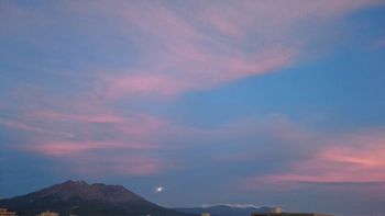 ☆夕焼け雲と桜島と満月 ☆夕焼け雲と桜島と満月