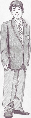 鹿児島城西高校の男子制服のイラストです。