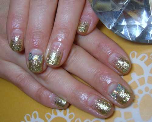 Gグラデ×きらきらリボンNail