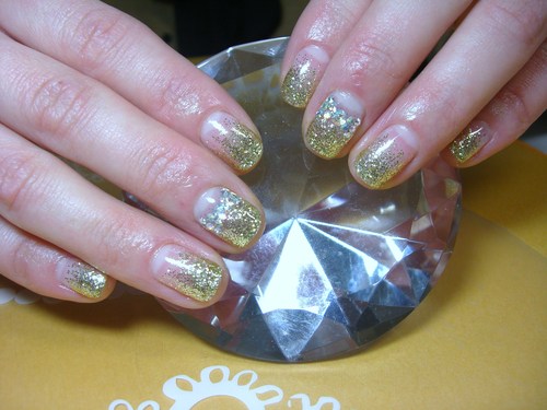Gグラデ×きらきらリボンNail