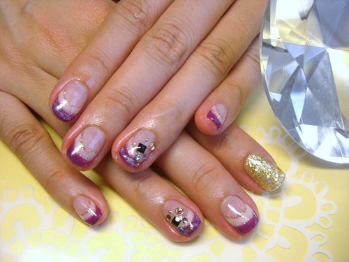 Wフレンチ×マーブルNail