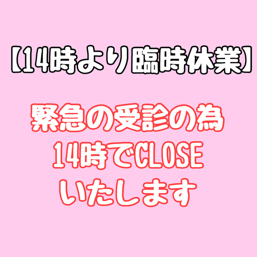 急遽、14時CLOSEいたします