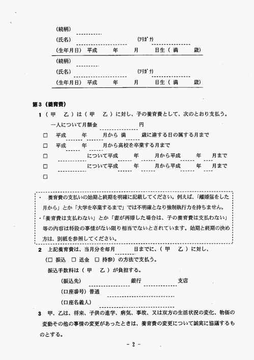 離婚協議書チェックシート 離婚協議書チェックシート